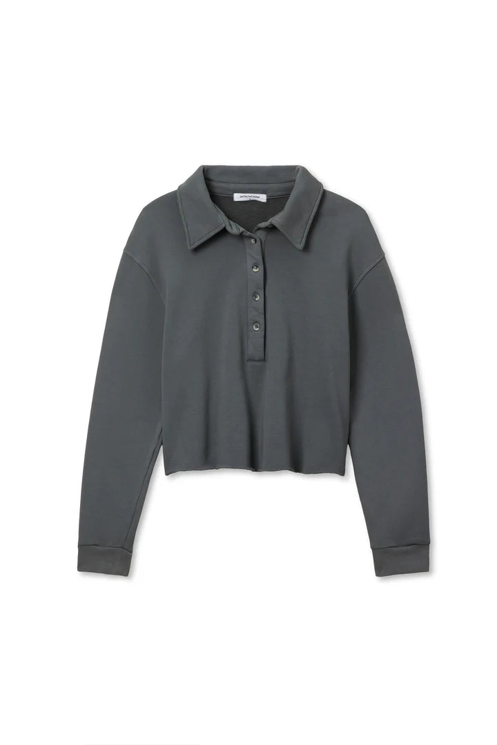 Vinny Fleece Henley Sweatshirt - Charcoal