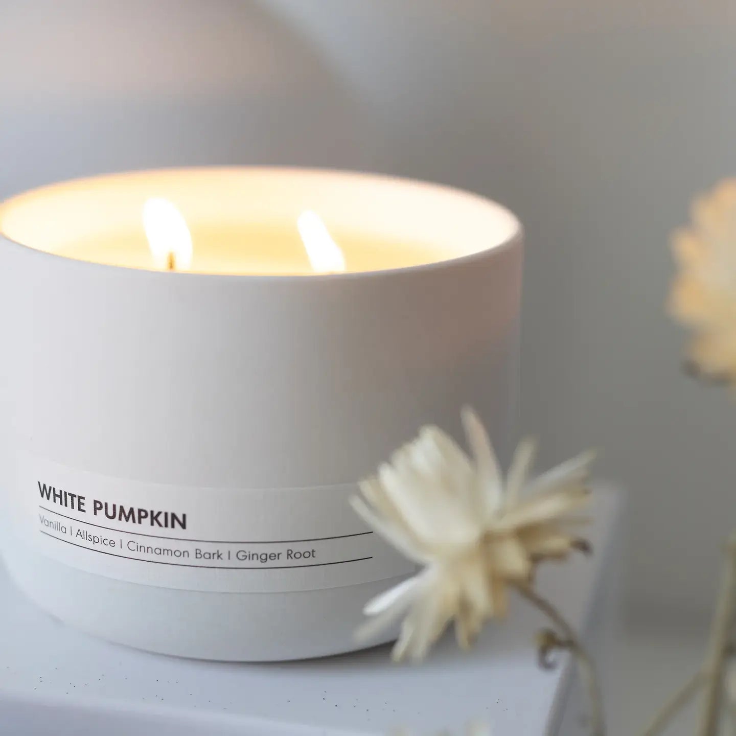 White Pumpkin Ceramic Candle