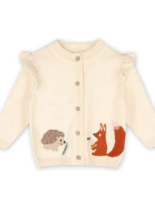 Woodland Animal Jacquard Organic Cotton Baby Cardigan