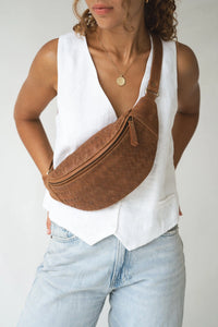 Woven Atlas Crossbody Bag - Saddle