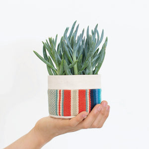 Small Canvas Sitting Planter - Red + Blue