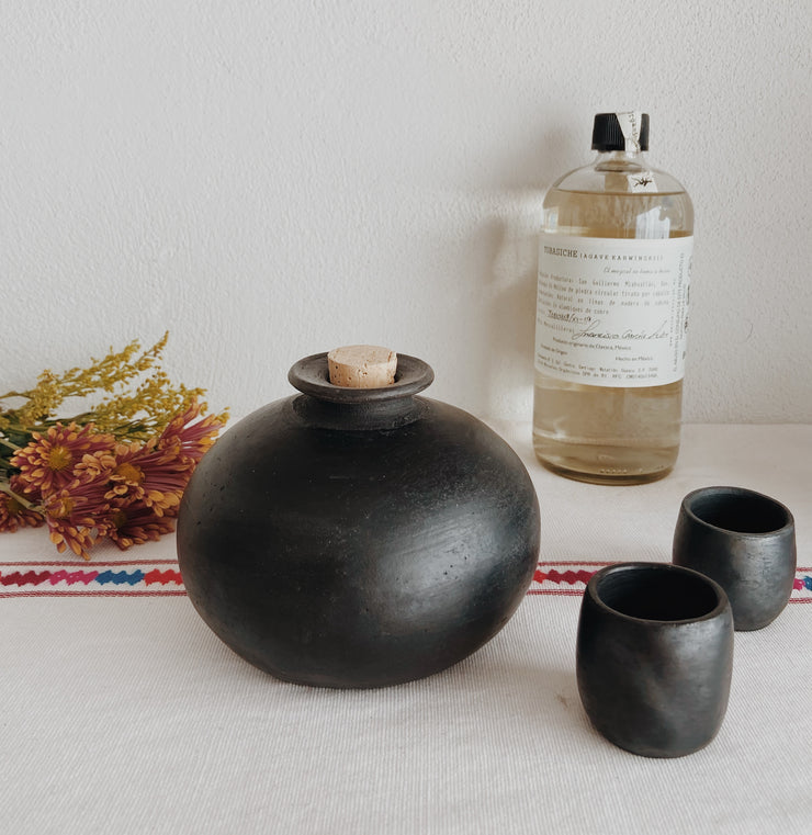 Hand-crafted Black Clay Mezcal Vessel - (Globe)