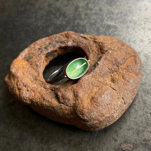 Captured Chrysoprase + Oxidized Sterling Ring