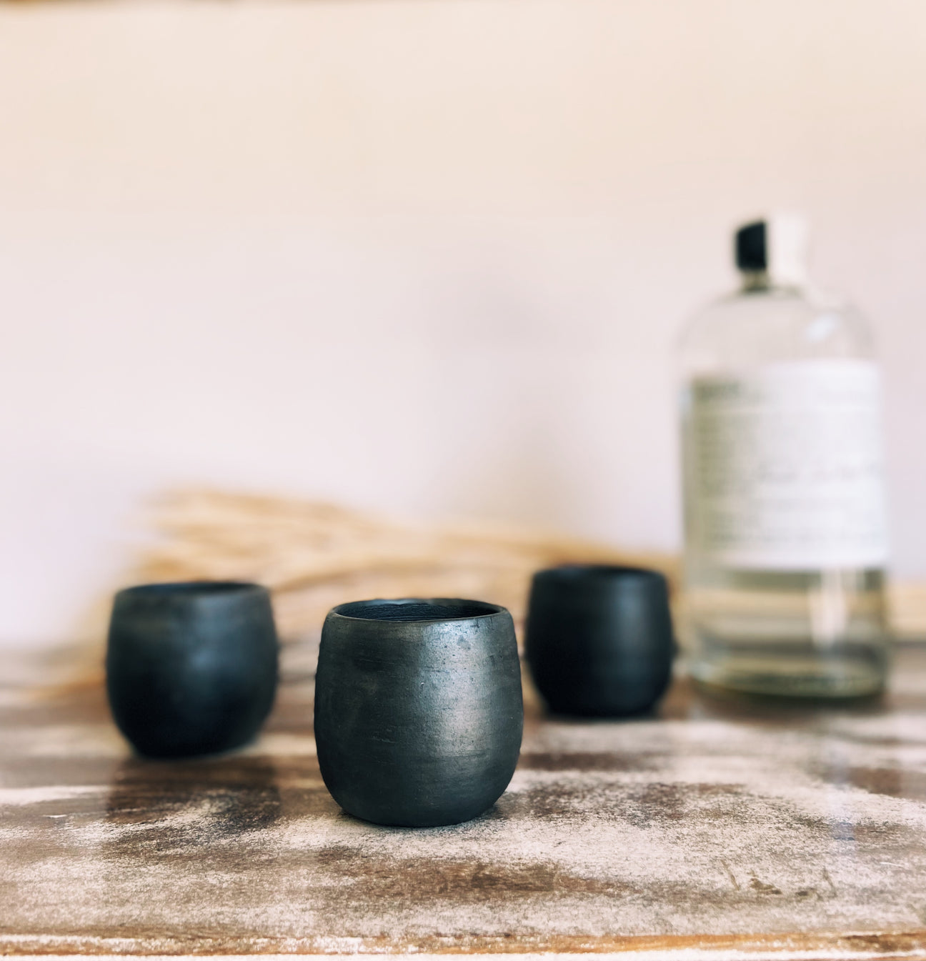 Hand-crafted Black Clay Mezcal Cups