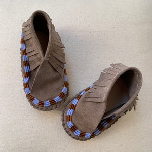 Hand-Beaded Leather Bebe Moccasins