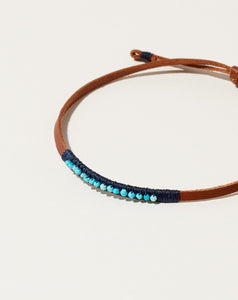 Leather Bracelet - Turquoise + Navy