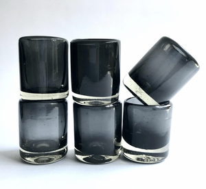 Set of 6 Hand-Blown Shot Glasses - Black