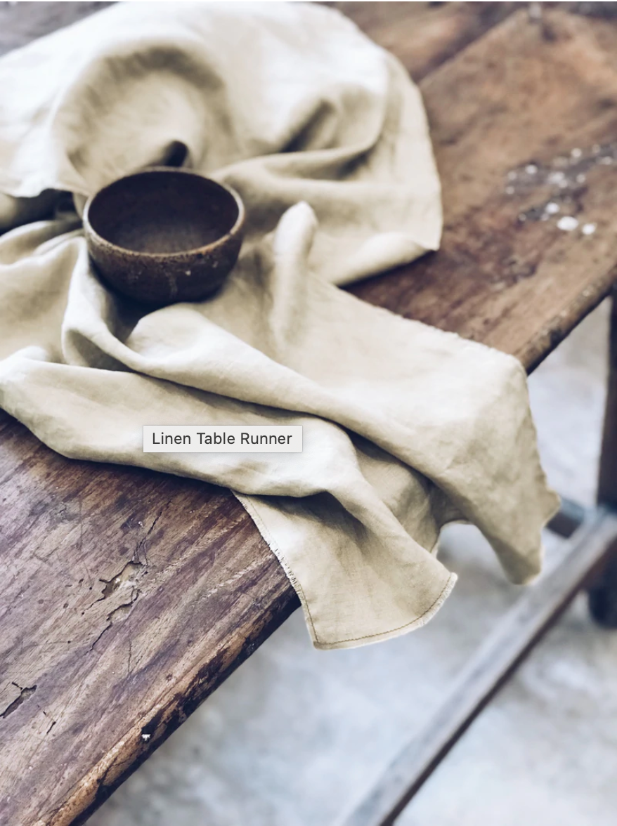 Linen Table Runner - Khaki