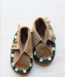 Hand-Beaded Leather Bebe Moccasins