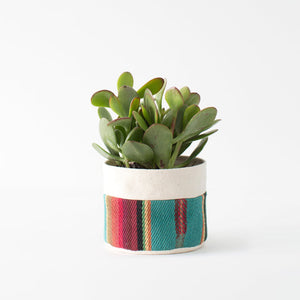 Small Canvas Sitting Planter - Turquoise