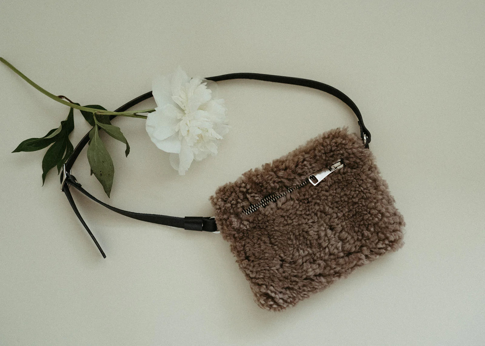 Shearling Fanny Pack - Mushroom