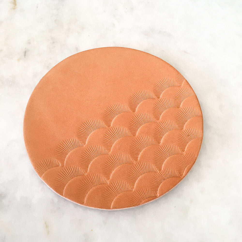 Natural Stamped Leather Coaster