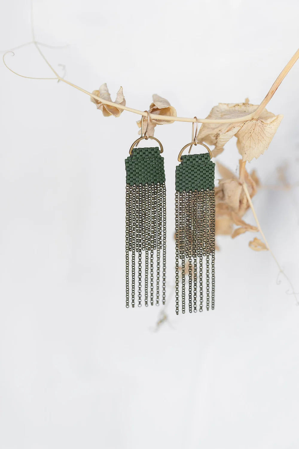 Curtain Earrings - Moss Green