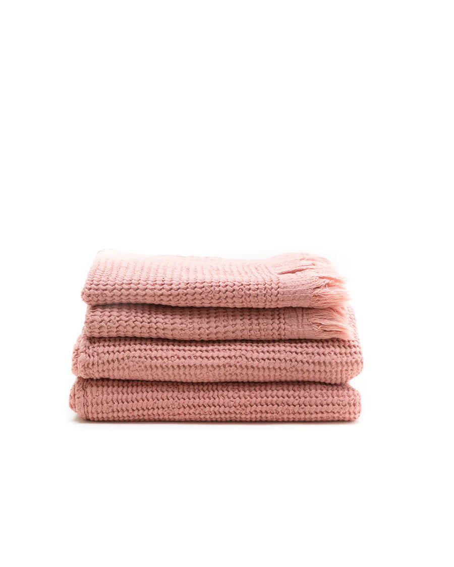 Ella Waffle Bath Towel - Rose