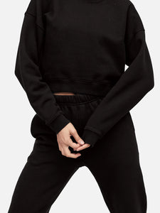 Fleece Crop Sweatshirt - Jet Black