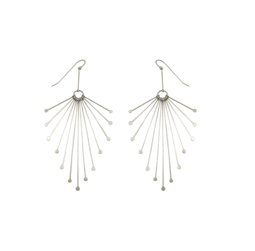 Hand Hammered Silver Fringe Feather Earrings