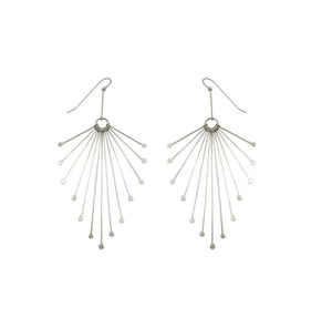 Hand Hammered Silver Fringe Feather Earrings