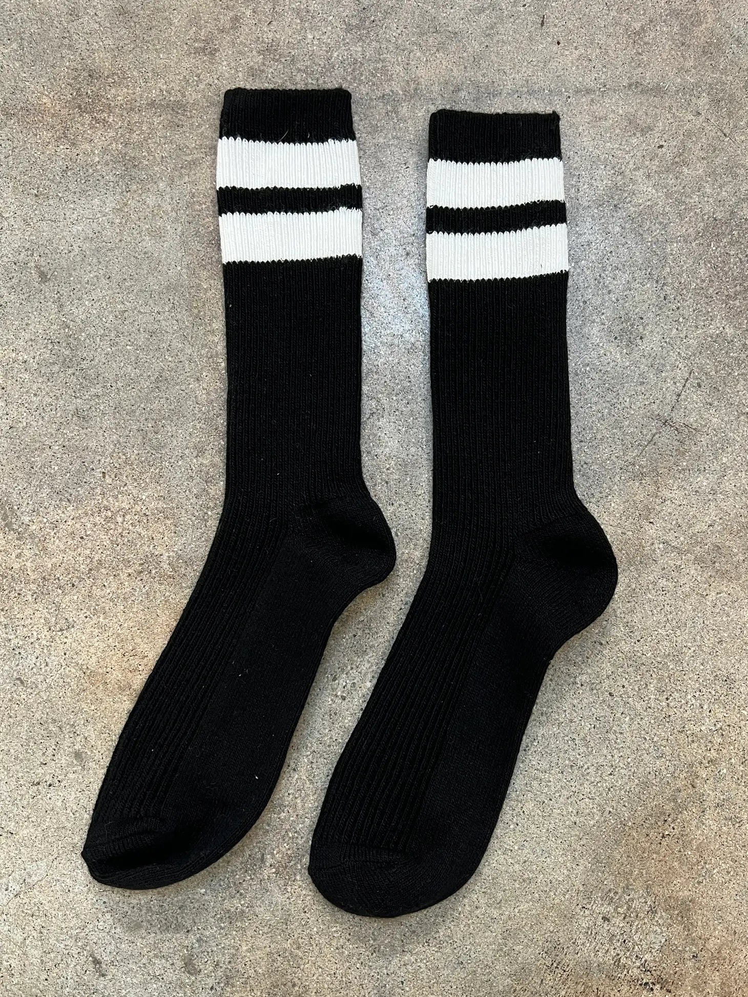 Grandpa Varsity Socks - Black + Sugar Stripe