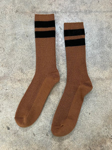 Grandpa Varsity Socks - Tawny + Black Stripe