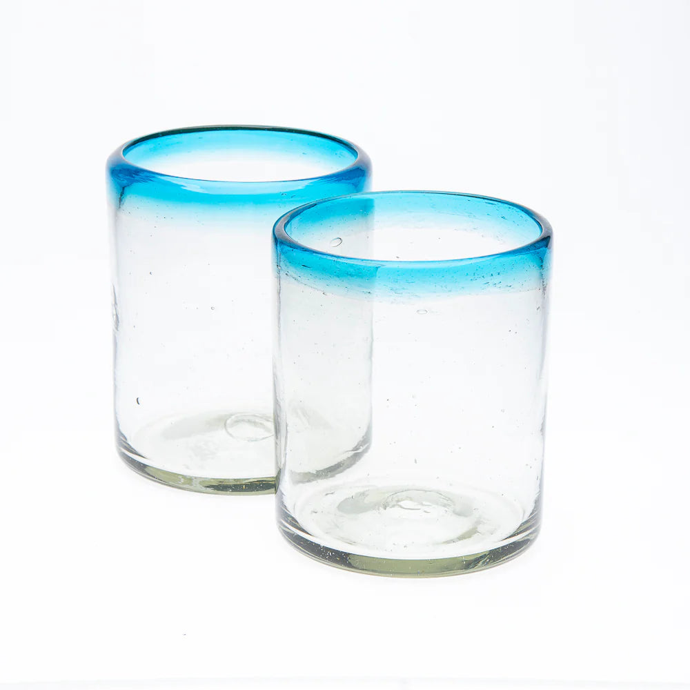 Hand-Blown Glass Tumblers - Turquoise