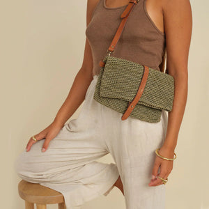 Lily Woven Sling Bag - Green