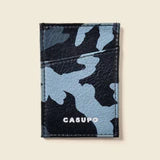 Minimalist Leather Wallet - Blue Camo