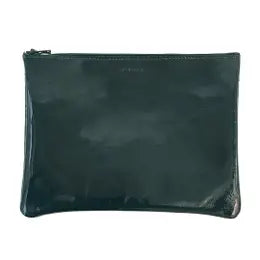 Large  Zip Pouch - Patent Peacock