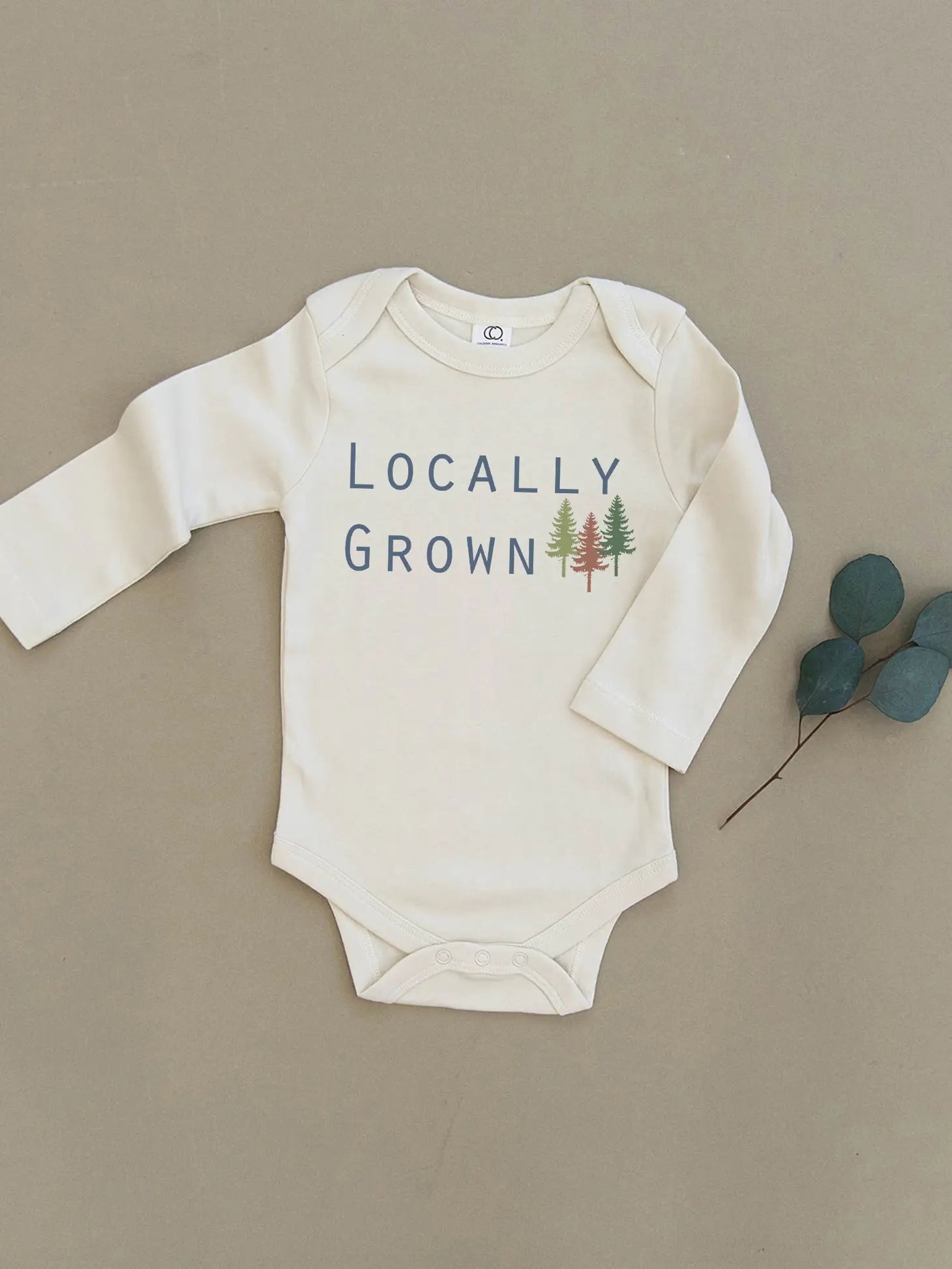 Locally Grown Long Sleeve Organic Baby Onesie