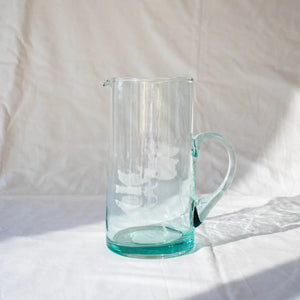 Hand-blown Moroccan Glass Pitcher + Handle