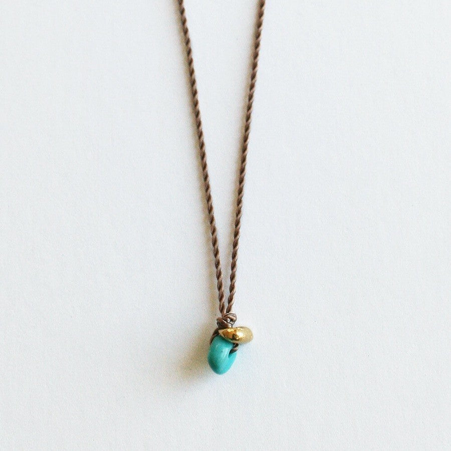 Gold + Turquoise Pebble Necklace