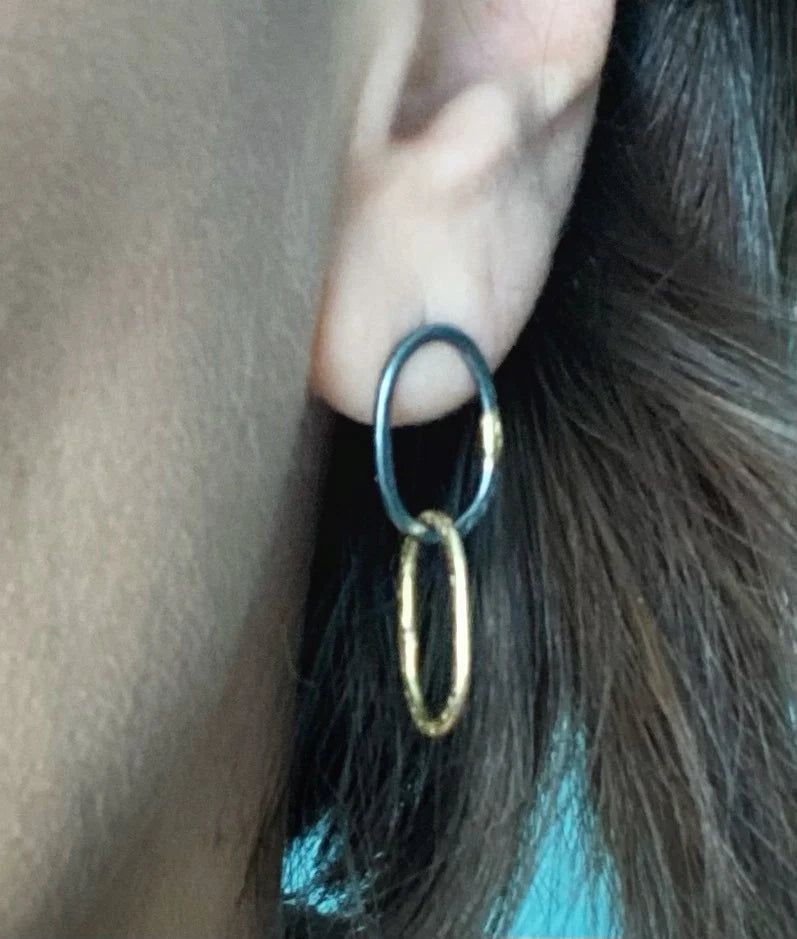 Silver + 18K Gold Oval Link Earrings