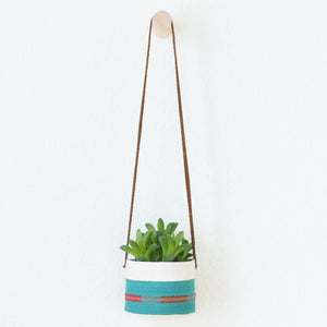 Small Canvas Hanging Planter - Red + Blue