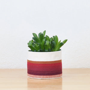 Small Natural Canvas Sitting Planter - Red + Blue 6