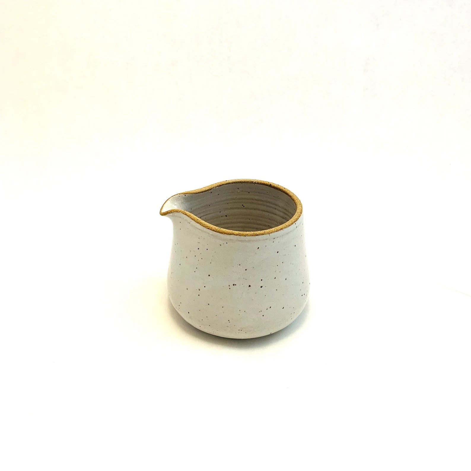 Handmade Small Pour Pitcher - Speckled Gloss White