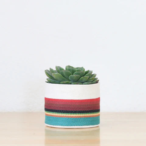 Small Canvas Sitting Planter - Turquoise 7