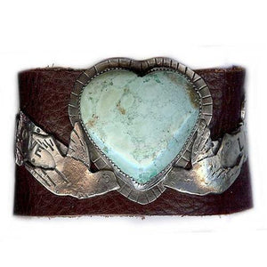 Sweetbird Studio Love Life on Brown Leather NA::Turquoise / Sterling S